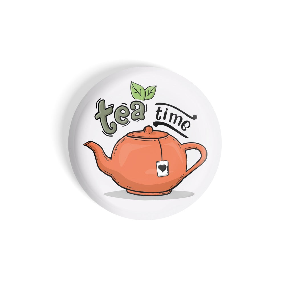 dhcrafts Round Fridge Magnet Multicolour Food Lovers Tea Time Glossy Finish Design Pack of 1 (58 mm)